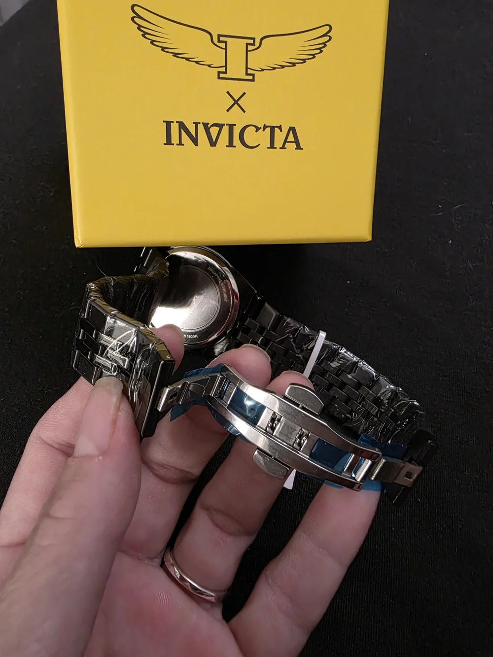 Invicta Black Bracelet Watch with Aqua Blue Honeycomb Dial